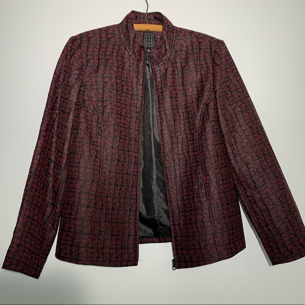 Due Per Due Burgundy Black Jacket Sz Large
